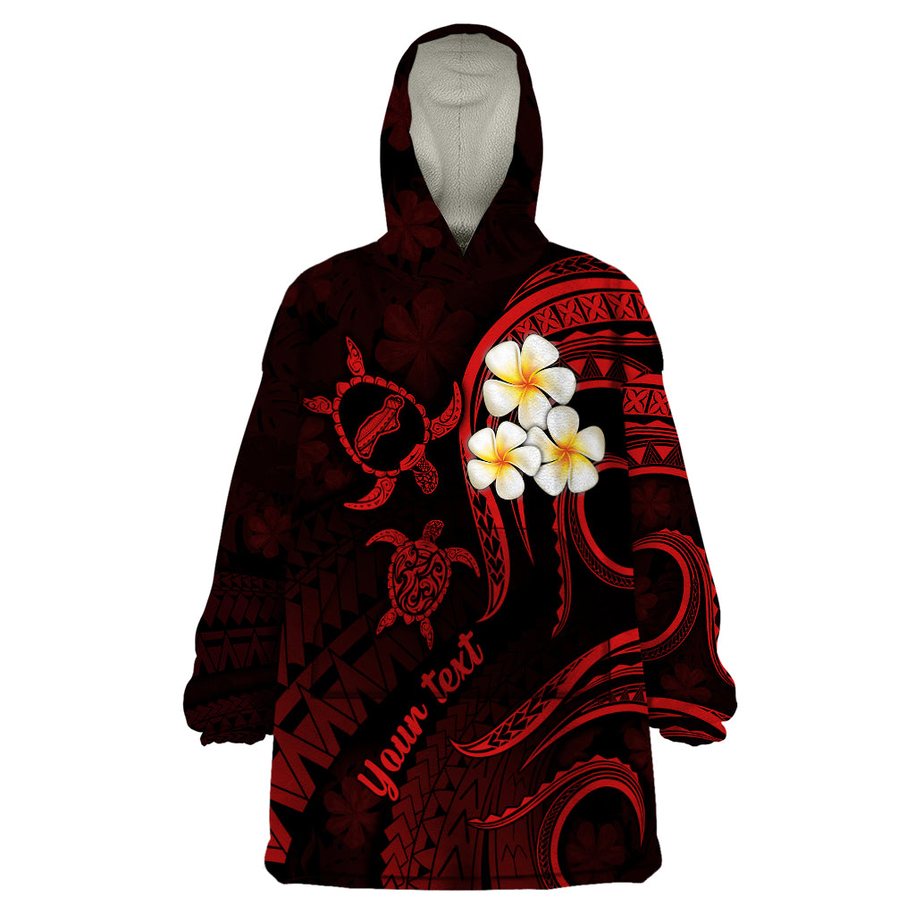 Personalised Niihau Hawaii Wearable Blanket Hoodie Polynesian Tattoo and Pacific Plumeria Red Vibe LT9 One Size Red - Polynesian Pride