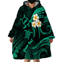 Personalised Niihau Hawaii Wearable Blanket Hoodie Polynesian Tattoo and Pacific Plumeria Turquoise Vibe LT9 - Polynesian Pride