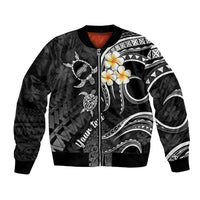 Personalised Niihau Hawaii Bomber Jacket Polynesian Tattoo and Pacific Plumeria White Vibe LT9 Unisex White - Polynesian Pride