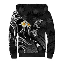 Personalised Niihau Hawaii Sherpa Hoodie Polynesian Tattoo and Pacific Plumeria White Vibe LT9 - Polynesian Pride