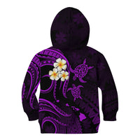 Personalised Molokai Hawaii Kid Hoodie Polynesian Tattoo and Pacific Plumeria Purple Vibe LT9 - Polynesian Pride