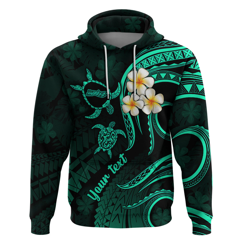 Custom Molokai Hawaii Hoodie Polynesian Tattoo and Pacific Plumeria Turquoise Vibe LT9 Pullover Hoodie Turquoise - Polynesian Pride