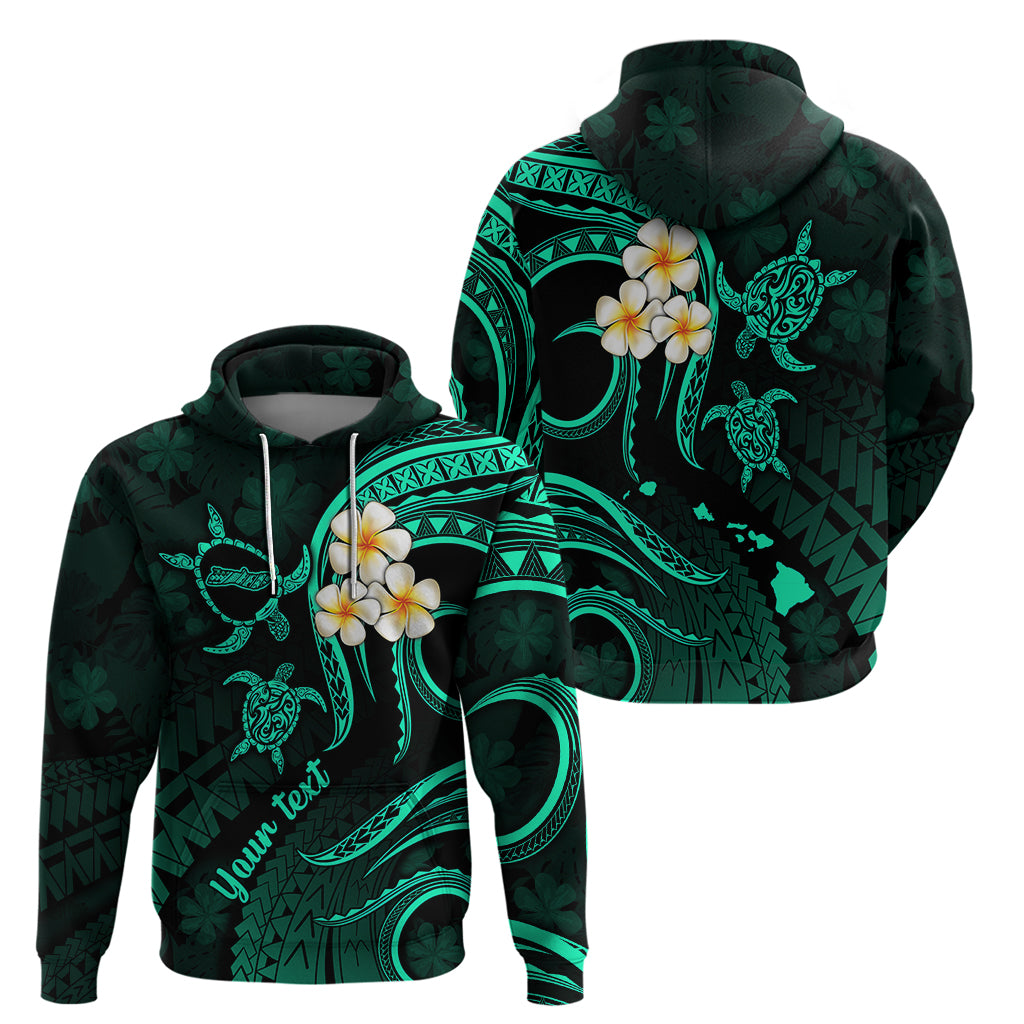 Custom Molokai Hawaii Hoodie Polynesian Tattoo and Pacific Plumeria Turquoise Vibe LT9 - Polynesian Pride