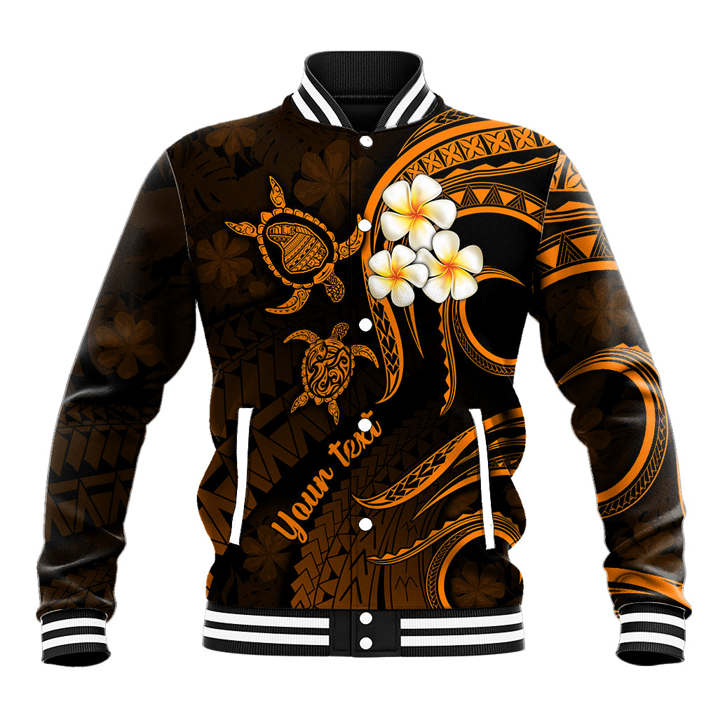 Personalised Lanai Hawaii Baseball Jacket Polynesian Tattoo and Pacific Plumeria Gold Vibe LT9 Unisex Gold - Polynesian Pride