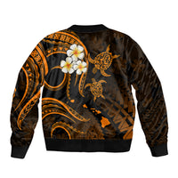 Personalised Lanai Hawaii Bomber Jacket Polynesian Tattoo and Pacific Plumeria Gold Vibe LT9 - Polynesian Pride