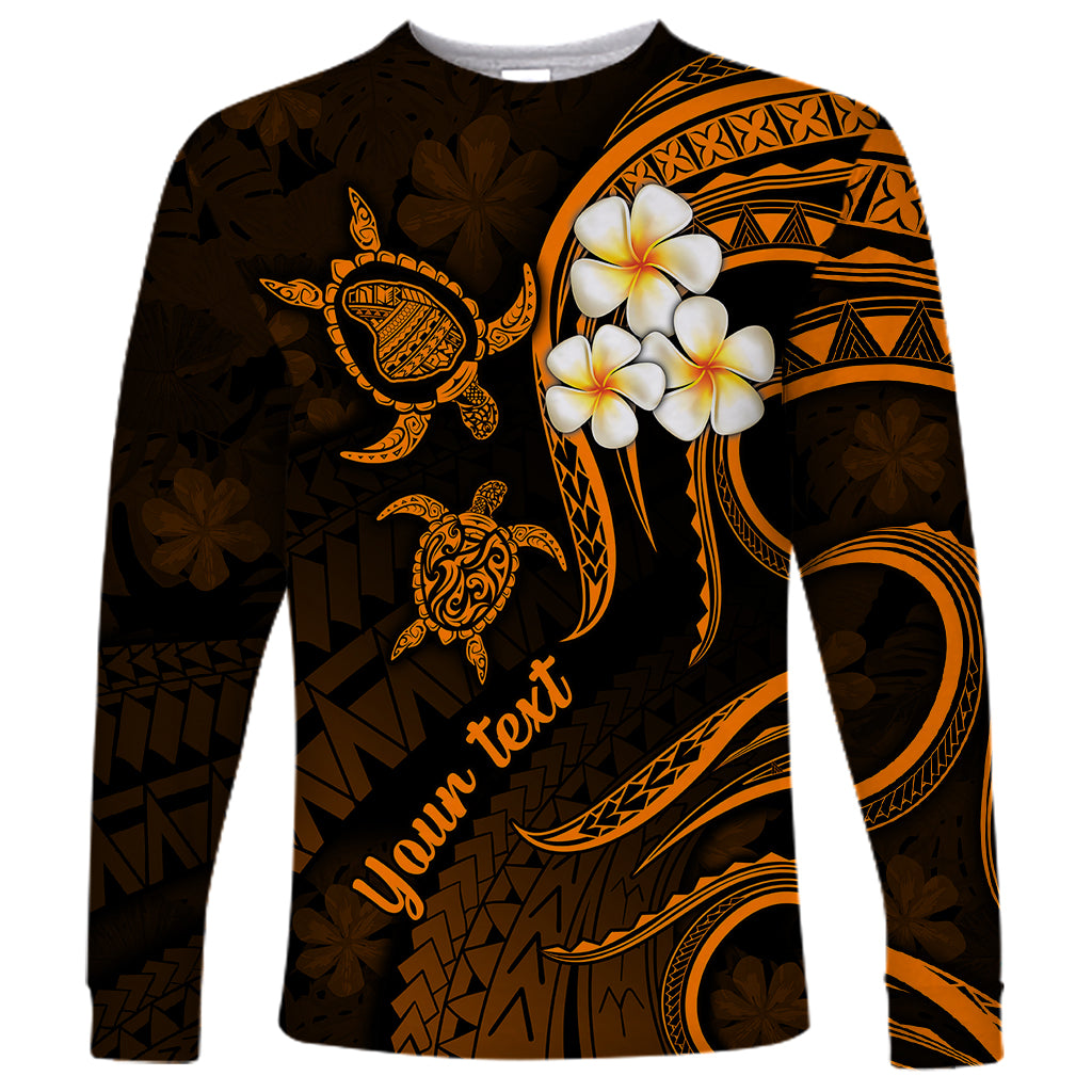 Personalised Lanai Hawaii Long Sleeve Shirt Polynesian Tattoo and Pacific Plumeria Gold Vibe LT9 Unisex Gold - Polynesian Pride