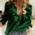 Personalised Lanai Hawaii Women Casual Shirt Polynesian Tattoo and Pacific Plumeria Green Vibe LT9 Female Green - Polynesian Pride