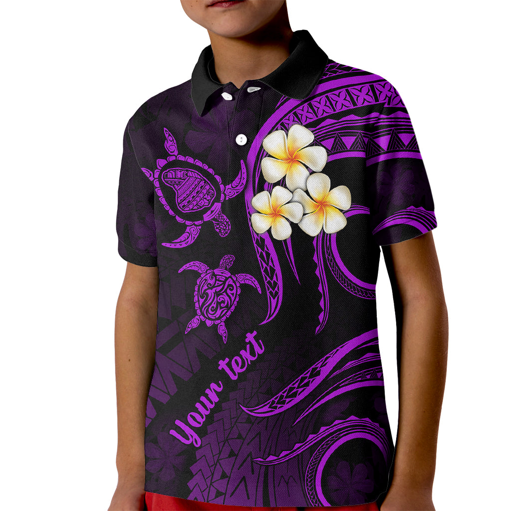 Personalised Lanai Hawaii Kid Polo Shirt Polynesian Tattoo and Pacific Plumeria Purple Vibe LT9 Kid Purple - Polynesian Pride