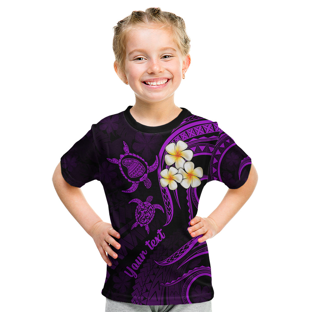 Personalised Lanai Hawaii Kid T Shirt Polynesian Tattoo and Pacific Plumeria Purple Vibe LT9 Purple - Polynesian Pride