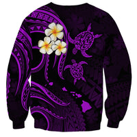 Personalised Lanai Hawaii Sweatshirt Polynesian Tattoo and Pacific Plumeria Purple Vibe LT9 - Polynesian Pride