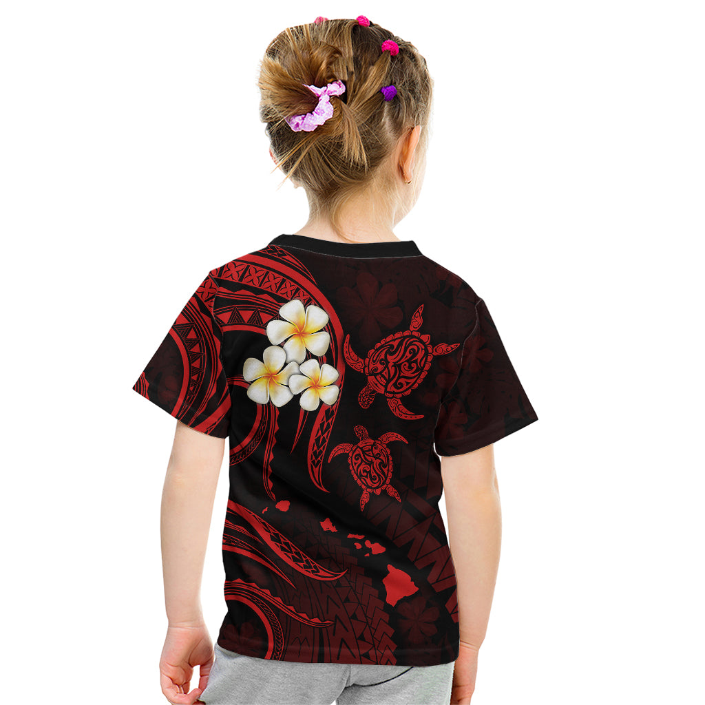 Personalised Lanai Hawaii Kid T Shirt Polynesian Tattoo and Pacific Plumeria Red Vibe LT9 - Polynesian Pride