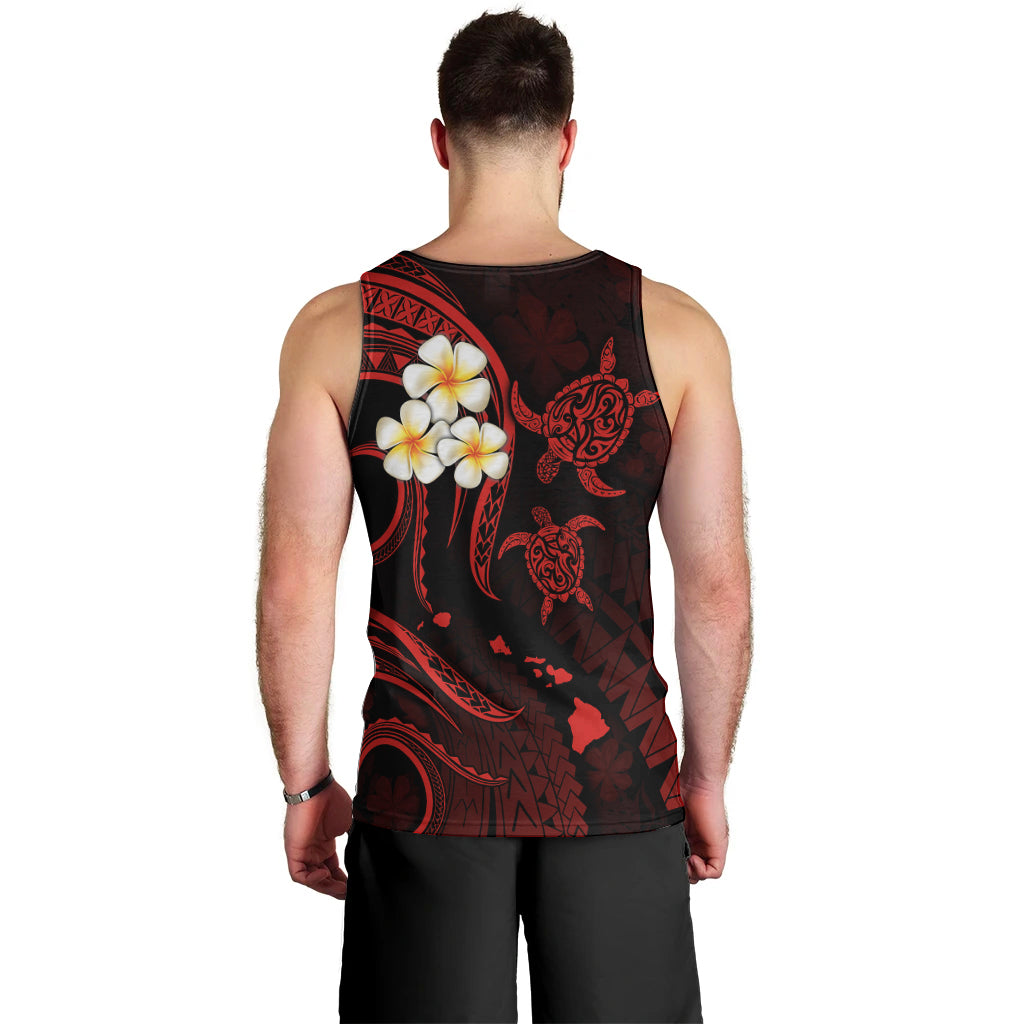 Personalised Lanai Hawaii Men Tank Top Polynesian Tattoo and Pacific Plumeria Red Vibe LT9 - Polynesian Pride