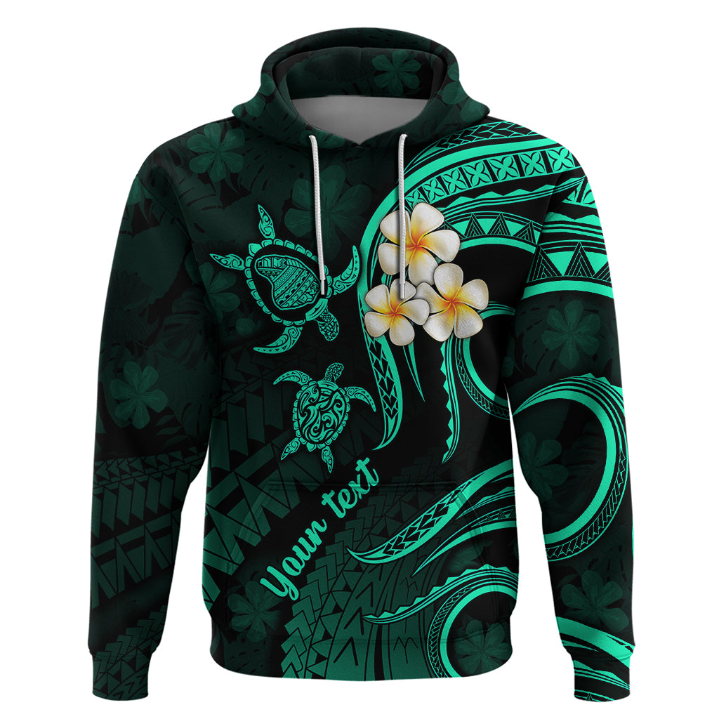 Custom Lanai Hawaii Hoodie Polynesian Tattoo and Pacific Plumeria Turquoise Vibe LT9 Pullover Hoodie Turquoise - Polynesian Pride