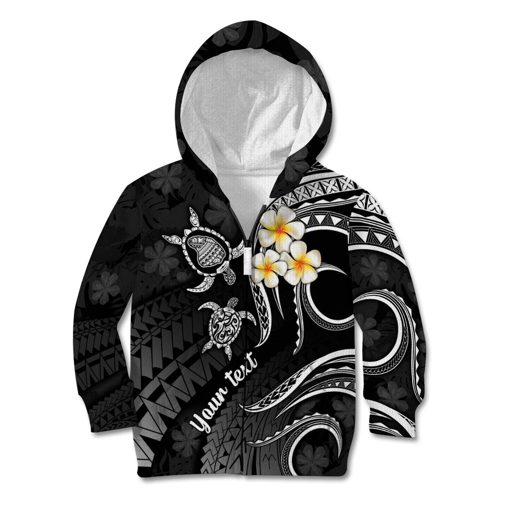 Personalised Lanai Hawaii Kid Hoodie Polynesian Tattoo and Pacific Plumeria White Vibe LT9 Zip Hoodie White - Polynesian Pride