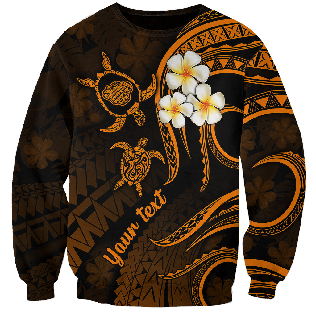 Personalised Kauai Hawaii Sweatshirt Polynesian Tattoo and Pacific Plumeria Gold Vibe LT9 Unisex Gold - Polynesian Pride