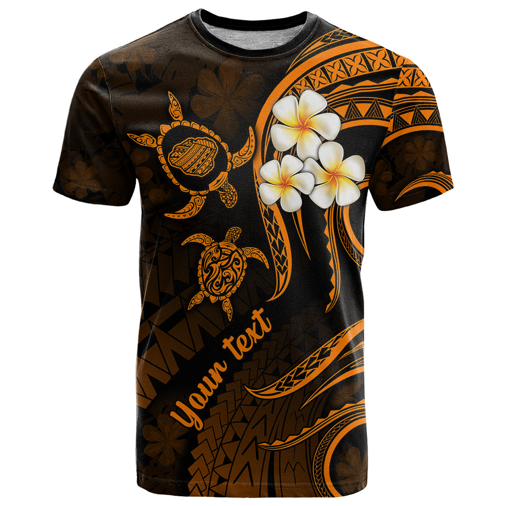 Custom Kauai Hawaii T Shirt Polynesian Tattoo and Pacific Plumeria Gold Vibe LT9 Gold - Polynesian Pride