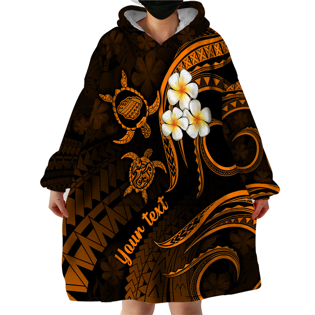 Personalised Kauai Hawaii Wearable Blanket Hoodie Polynesian Tattoo and Pacific Plumeria Gold Vibe LT9 - Polynesian Pride