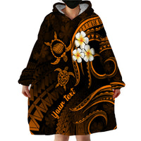 Personalised Kauai Hawaii Wearable Blanket Hoodie Polynesian Tattoo and Pacific Plumeria Gold Vibe LT9 - Polynesian Pride