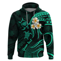 Custom Kauai Hawaii Hoodie Polynesian Tattoo and Pacific Plumeria Turquoise Vibe LT9 Pullover Hoodie Turquoise - Polynesian Pride