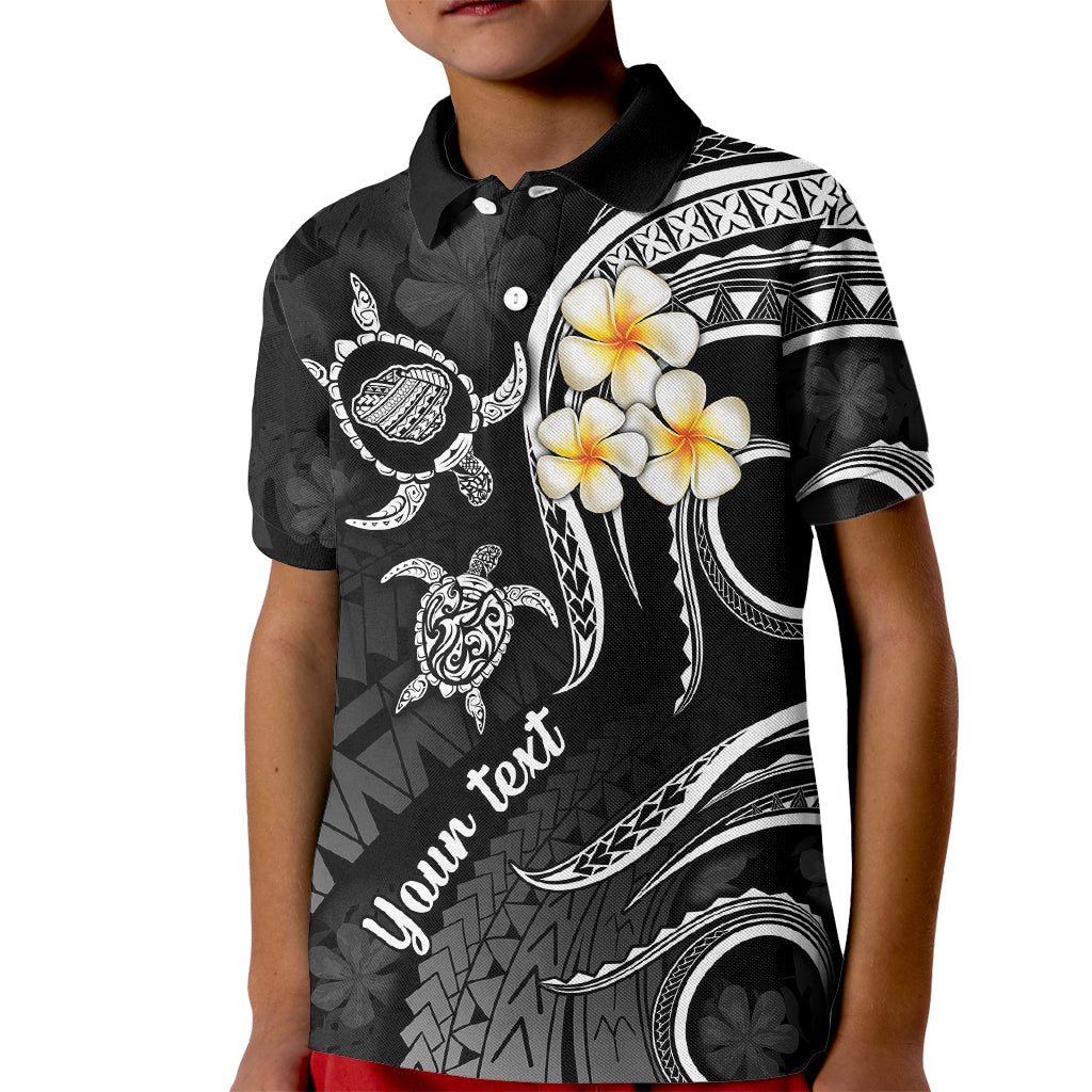 Personalised Kauai Hawaii Kid Polo Shirt Polynesian Tattoo and Pacific Plumeria White Vibe LT9 Kid White - Polynesian Pride