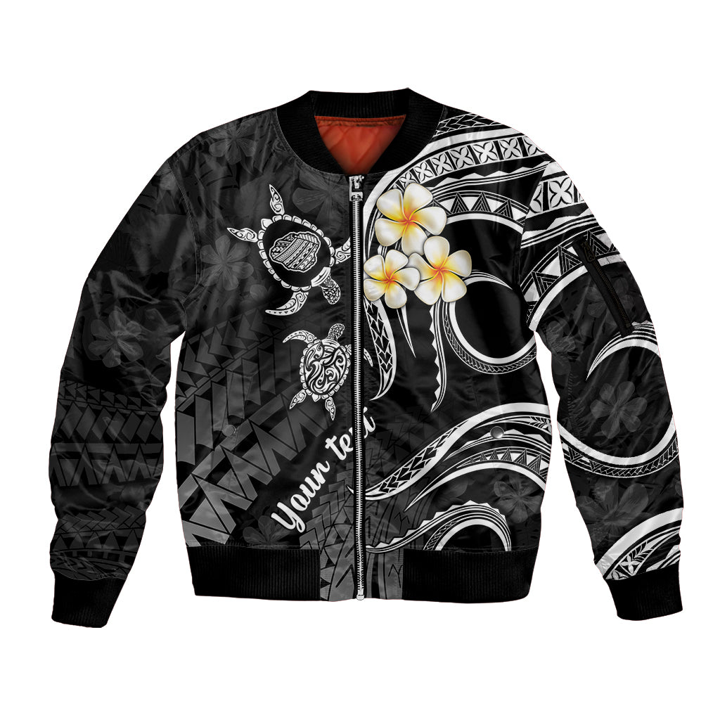 Personalised Kauai Hawaii Sleeve Zip Bomber Jacket Polynesian Tattoo and Pacific Plumeria White Vibe LT9 Unisex White - Polynesian Pride