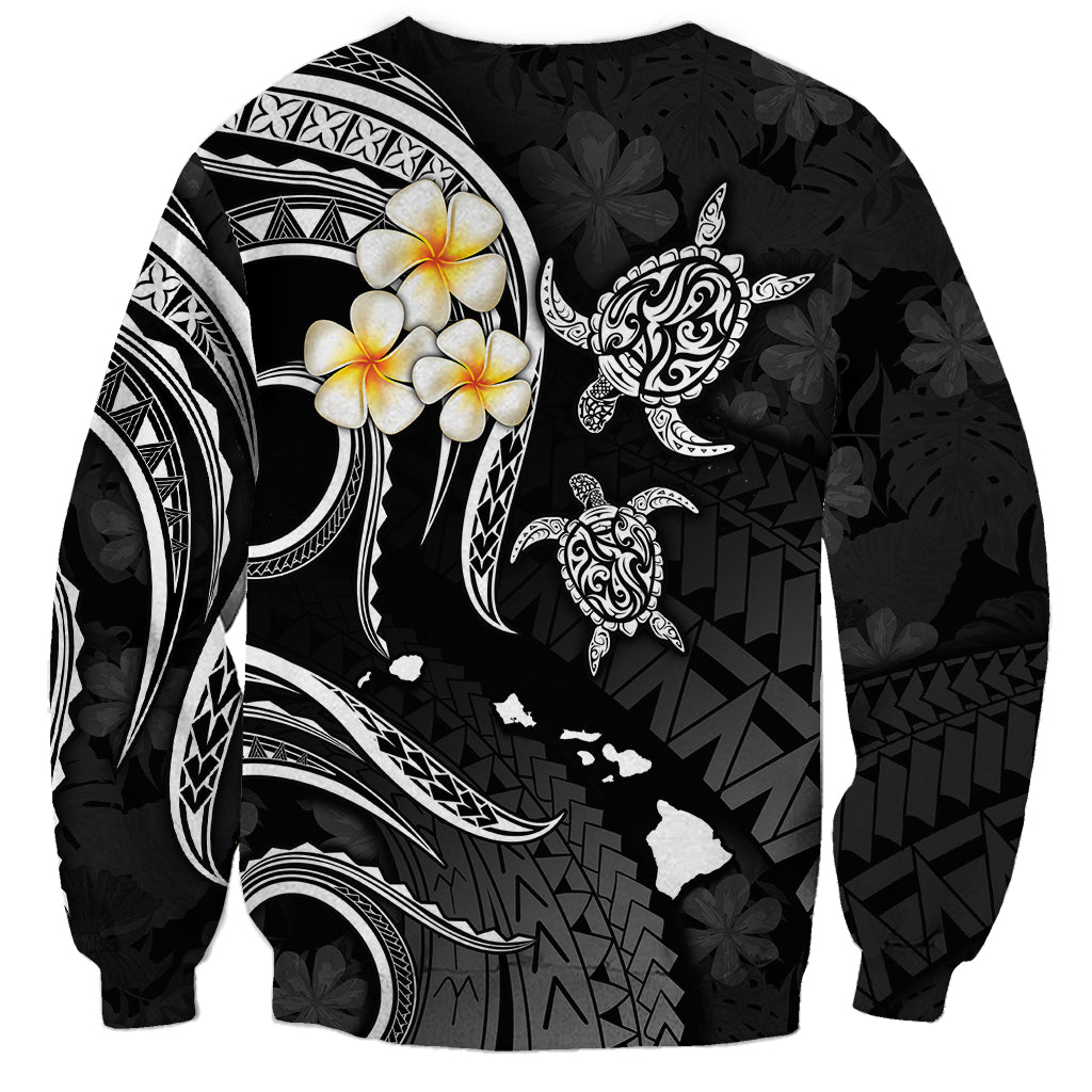 Personalised Kauai Hawaii Sweatshirt Polynesian Tattoo and Pacific Plumeria White Vibe LT9 - Polynesian Pride