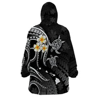 Personalised Kauai Hawaii Wearable Blanket Hoodie Polynesian Tattoo and Pacific Plumeria White Vibe LT9 - Polynesian Pride