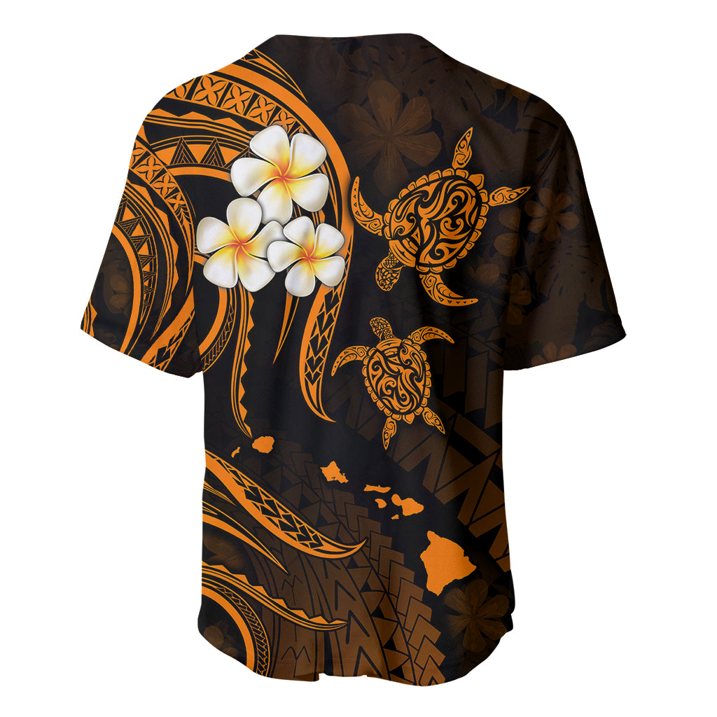 Personalised Kahoolawe Hawaii Baseball Jersey Polynesian Tattoo and Pacific Plumeria Gold Vibe LT9 - Polynesian Pride