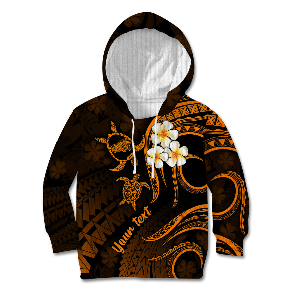 Personalised Kahoolawe Hawaii Kid Hoodie Polynesian Tattoo and Pacific Plumeria Gold Vibe LT9 Hoodie Gold - Polynesian Pride