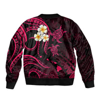 Personalised Kahoolawe Hawaii Bomber Jacket Polynesian Tattoo and Pacific Plumeria Pink Vibe LT9 - Polynesian Pride
