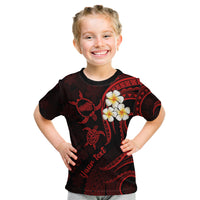 Personalised Kahoolawe Hawaii Kid T Shirt Polynesian Tattoo and Pacific Plumeria Red Vibe LT9 Red - Polynesian Pride