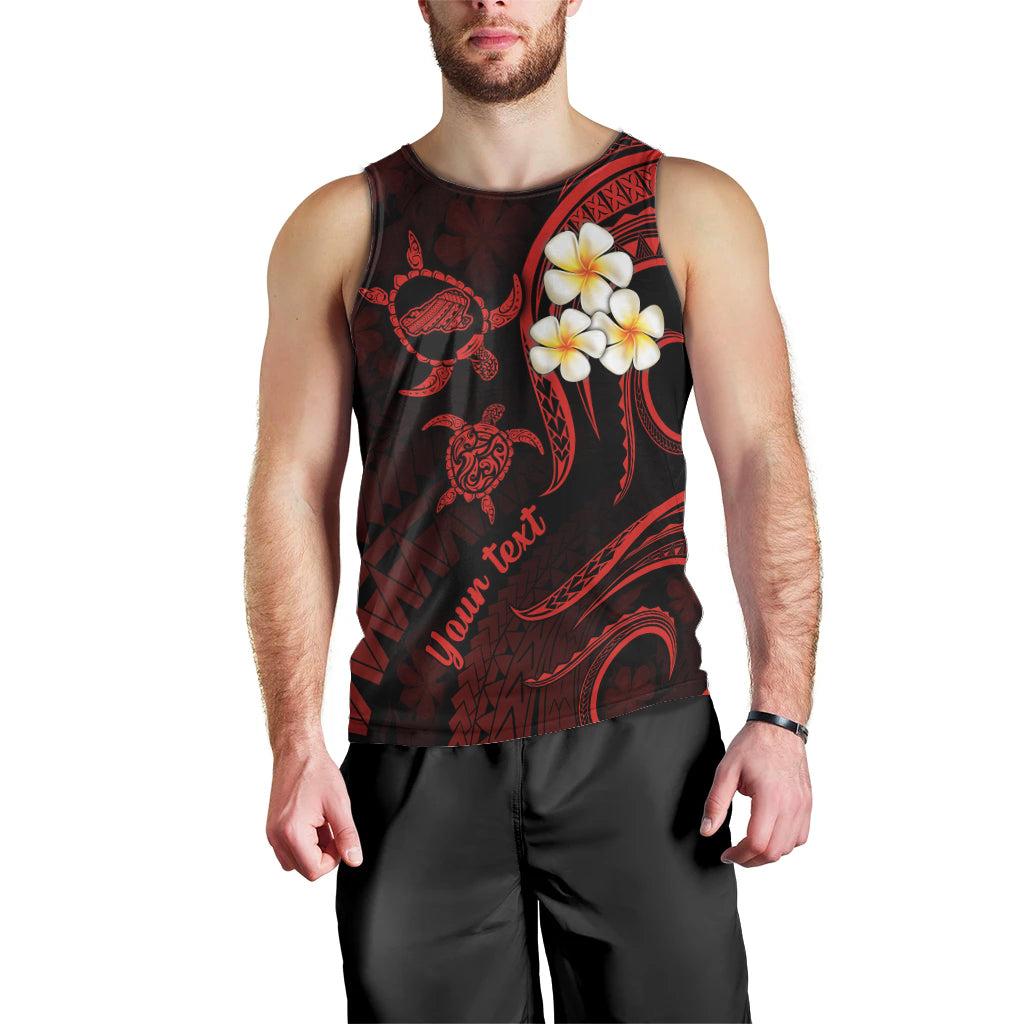 Personalised Kahoolawe Hawaii Men Tank Top Polynesian Tattoo and Pacific Plumeria Red Vibe LT9 - Polynesian Pride