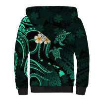 Personalised Kahoolawe Hawaii Sherpa Hoodie Polynesian Tattoo and Pacific Plumeria Turquoise Vibe LT9 - Polynesian Pride