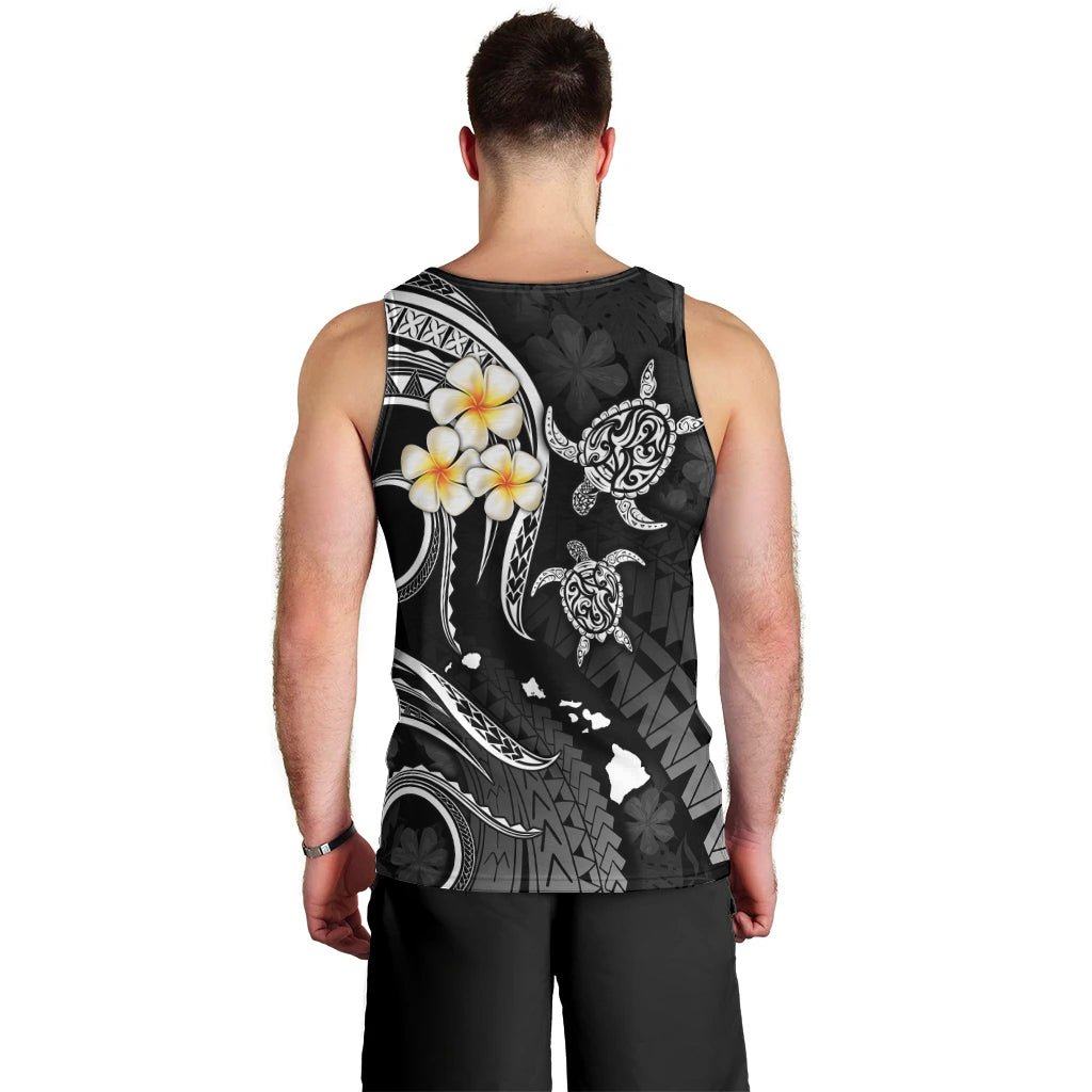 Personalised Kahoolawe Hawaii Men Tank Top Polynesian Tattoo and Pacific Plumeria White Vibe LT9 - Polynesian Pride