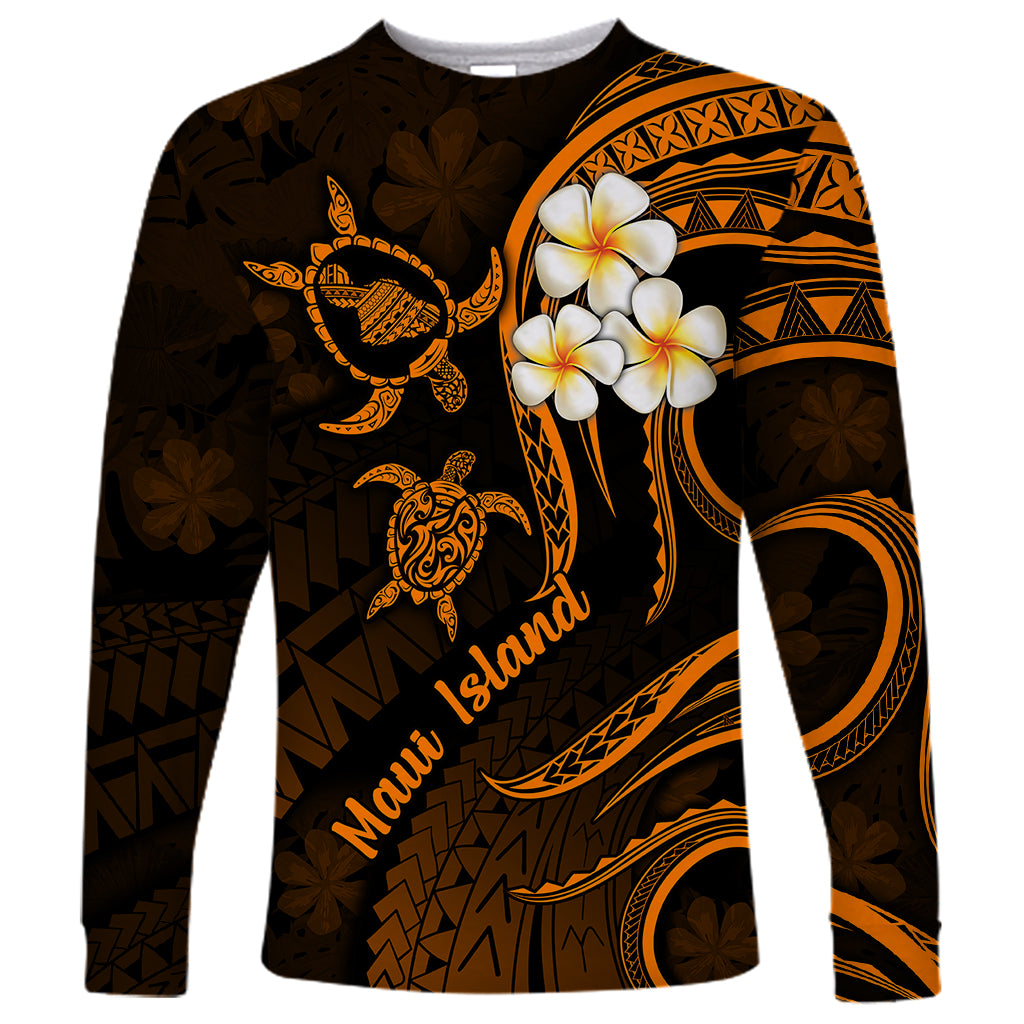 Hawaii Long Sleeve Shirt Maui Islands Pacific Plumeria Gold Vibe LT9 Unisex Gold - Polynesian Pride