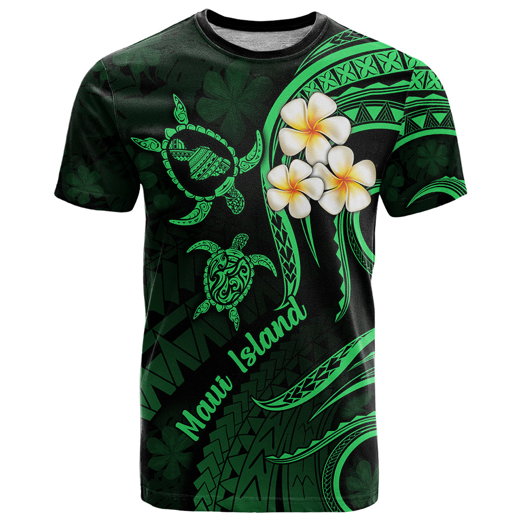 Hawaii T Shirt Maui Islands Pacific Plumeria Green Vibe LT9 Green - Polynesian Pride