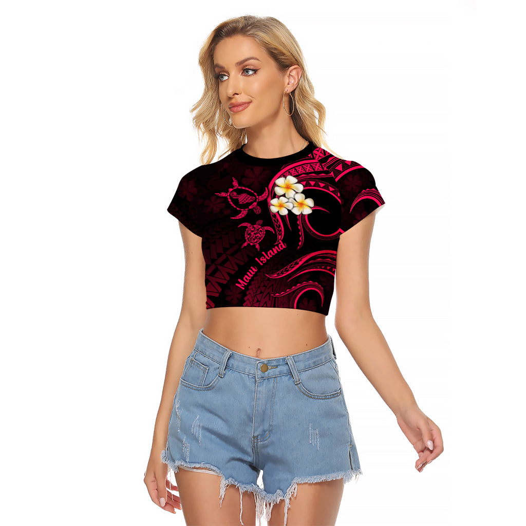 Hawaii Raglan Cropped T Shirt Maui Islands Pacific Plumeria Pink Vibe LT9 Female Pink - Polynesian Pride