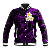 Hawaii Baseball Jacket Maui Islands Pacific Plumeria Purple Vibe LT9 Unisex Purple - Polynesian Pride