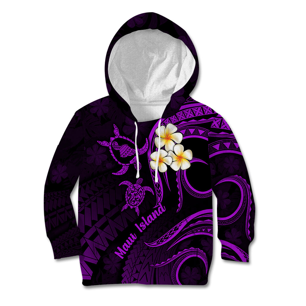 Hawaii Kid Hoodie Maui Islands Pacific Plumeria Purple Vibe LT9 Purple - Polynesian Pride