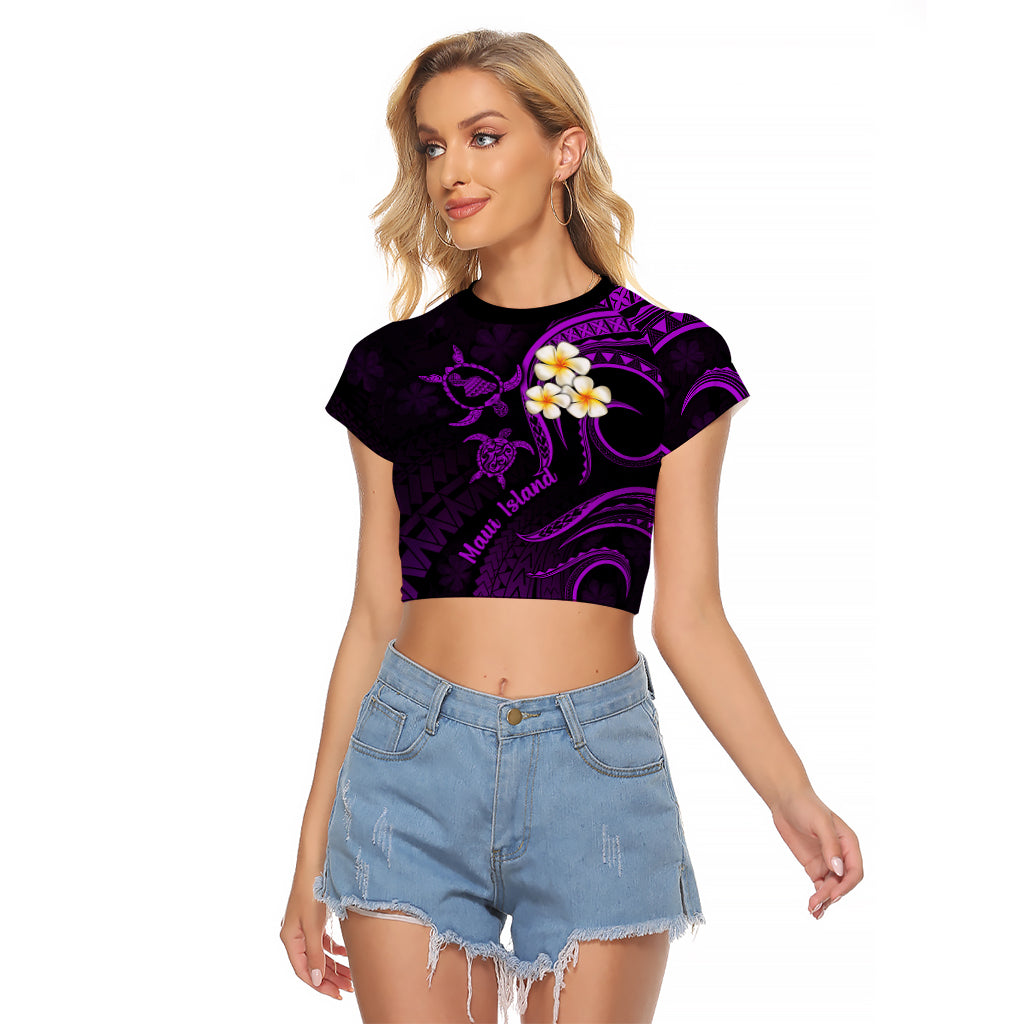 Hawaii Raglan Cropped T Shirt Maui Islands Pacific Plumeria Purple Vibe LT9 Female Purple - Polynesian Pride