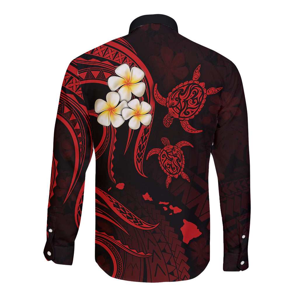 Hawaii Long Sleeve Button Shirt Maui Islands Pacific Plumeria Red Vibe LT9 - Polynesian Pride
