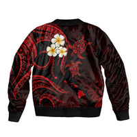 Hawaii Sleeve Zip Bomber Jacket Maui Islands Pacific Plumeria Red Vibe LT9 - Polynesian Pride