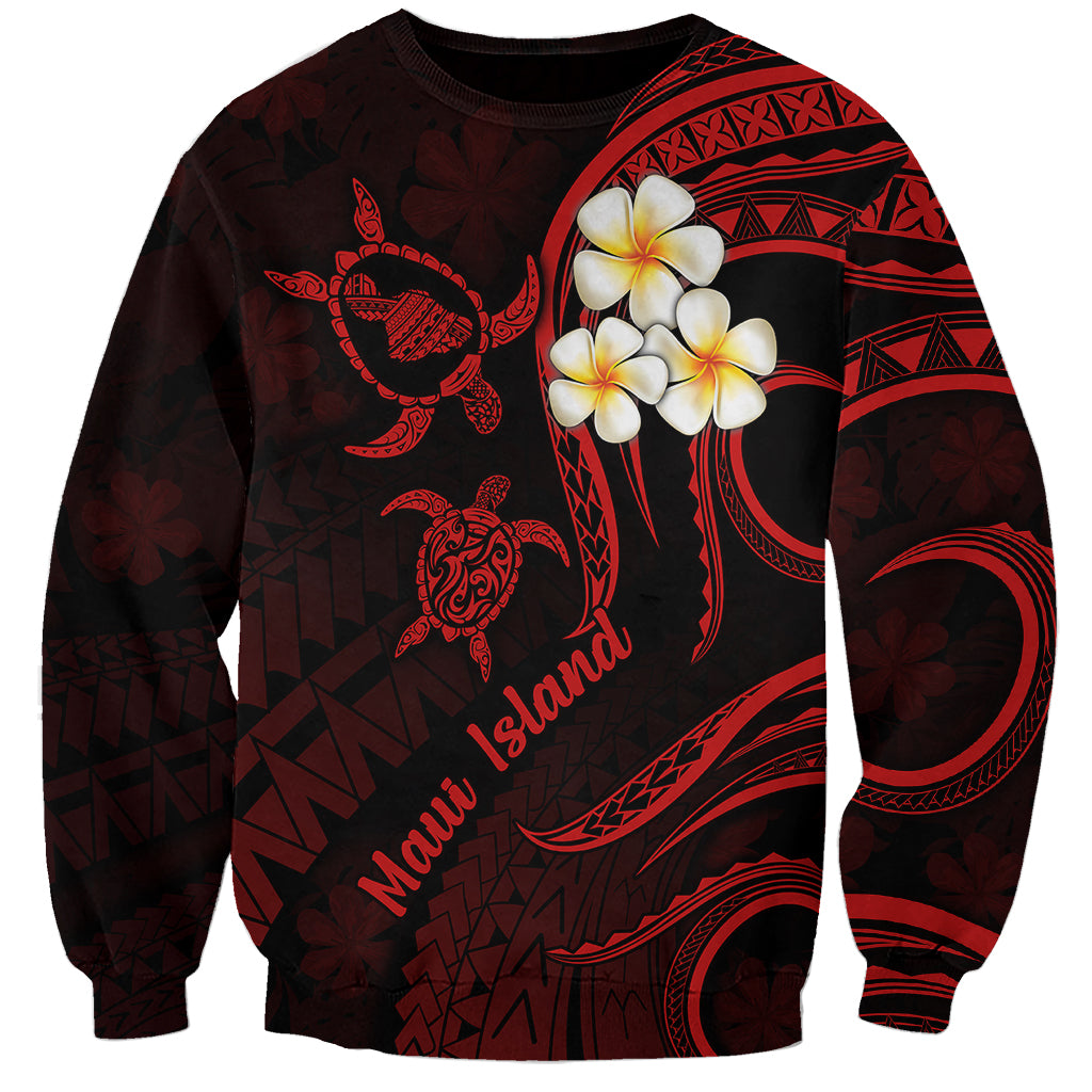 Hawaii Sweatshirt Maui Islands Pacific Plumeria Red Vibe LT9 Unisex Red - Polynesian Pride