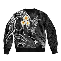 Hawaii Sleeve Zip Bomber Jacket Maui Islands Pacific Plumeria White Vibe LT9 - Polynesian Pride