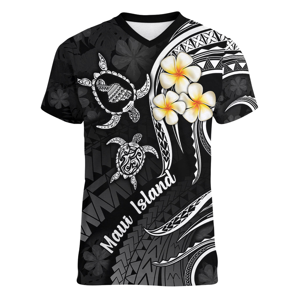 Hawaii Women V Neck T Shirt Maui Islands Pacific Plumeria White Vibe LT9 Female White - Polynesian Pride