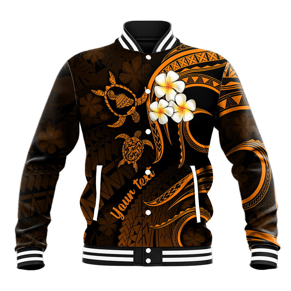 Personalised Maui Hawaii Baseball Jacket Polynesian Tattoo and Pacific Plumeria Gold Vibe LT9 Unisex Gold - Polynesian Pride