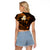 Personalised Maui Hawaii Raglan Cropped T Shirt Polynesian Tattoo and Pacific Plumeria Gold Vibe LT9 - Polynesian Pride