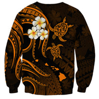 Personalised Maui Hawaii Sweatshirt Polynesian Tattoo and Pacific Plumeria Gold Vibe LT9 - Polynesian Pride