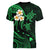 Personalised Maui Hawaii Women V Neck T Shirt Polynesian Tattoo and Pacific Plumeria Green Vibe LT9 - Polynesian Pride