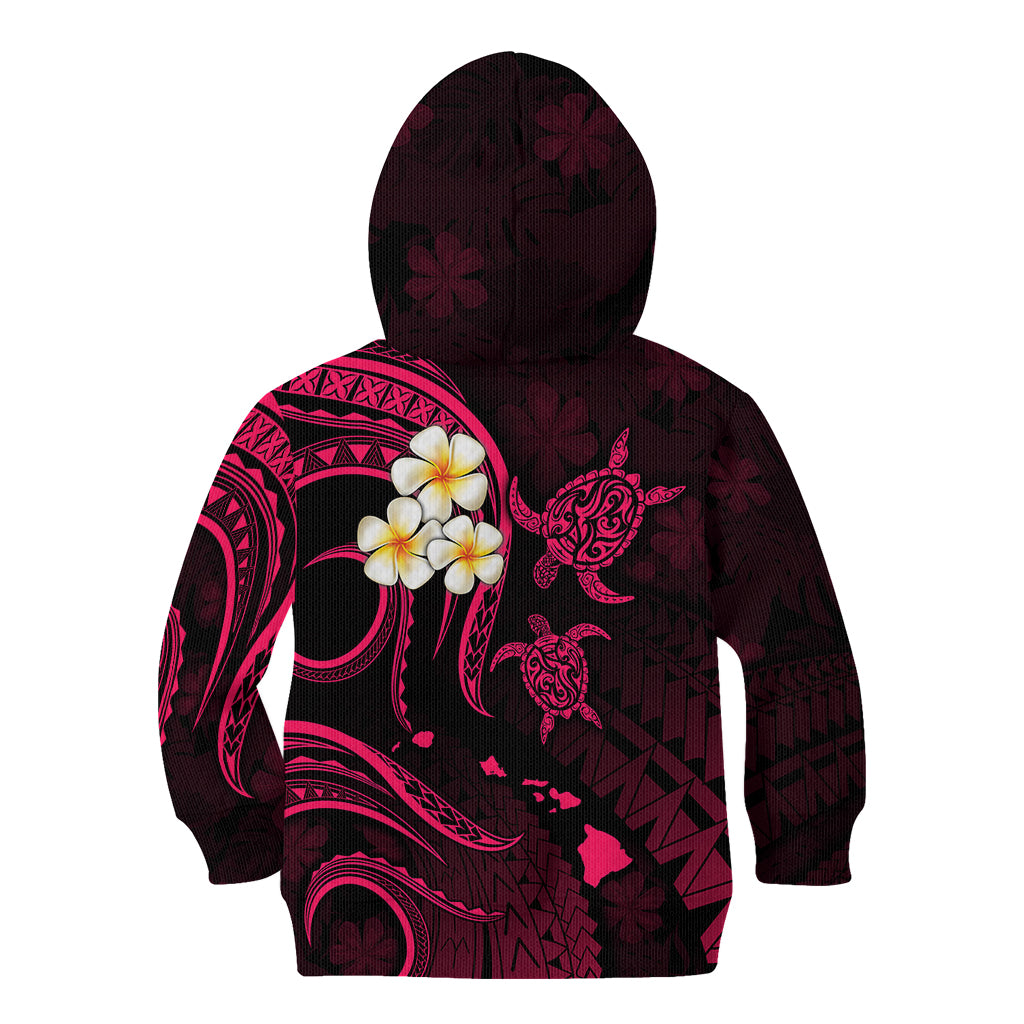 Personalised Maui Hawaii Kid Hoodie Polynesian Tattoo and Pacific Plumeria Pink Vibe LT9 - Polynesian Pride